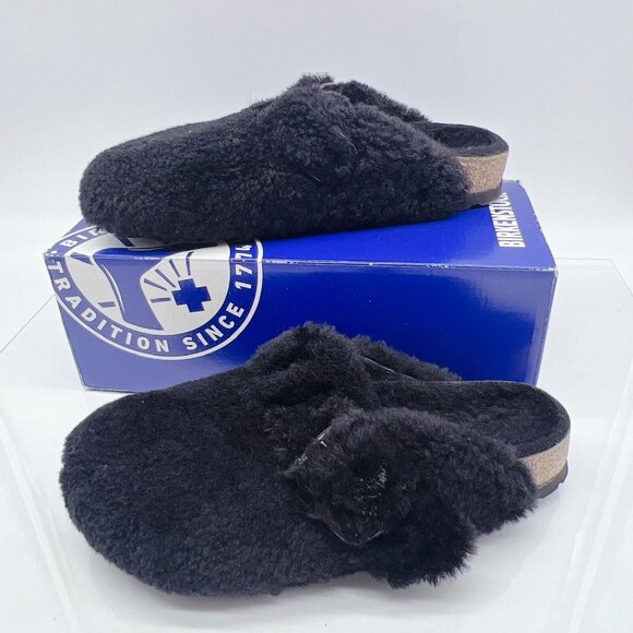 BIRKENSTOCK BOSTON Shearling BIG BUCKLE Clog TEDDY BLACK EU 40 Women US 9- 9.5 - Picture 3 of 12
